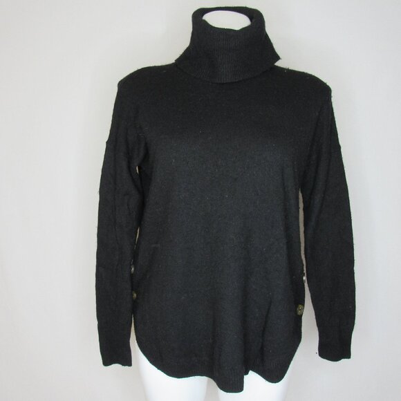 Madewell Black Crestland Side-Button Turtleneck Tunic Sweater Women's M Medium - Picture 1 of 8